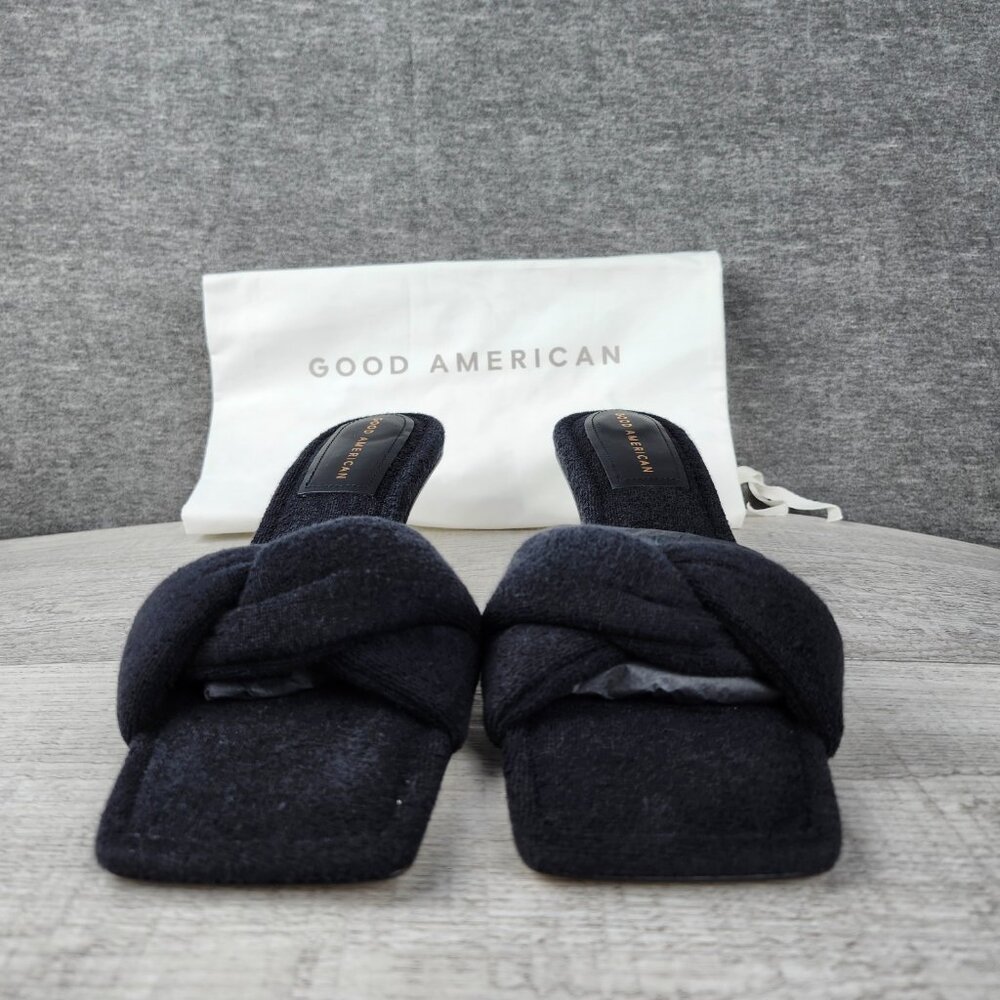 Good American Size 8 Black Terry Kickstand Mule NWOB GA353T-X - Picture 4 of 12